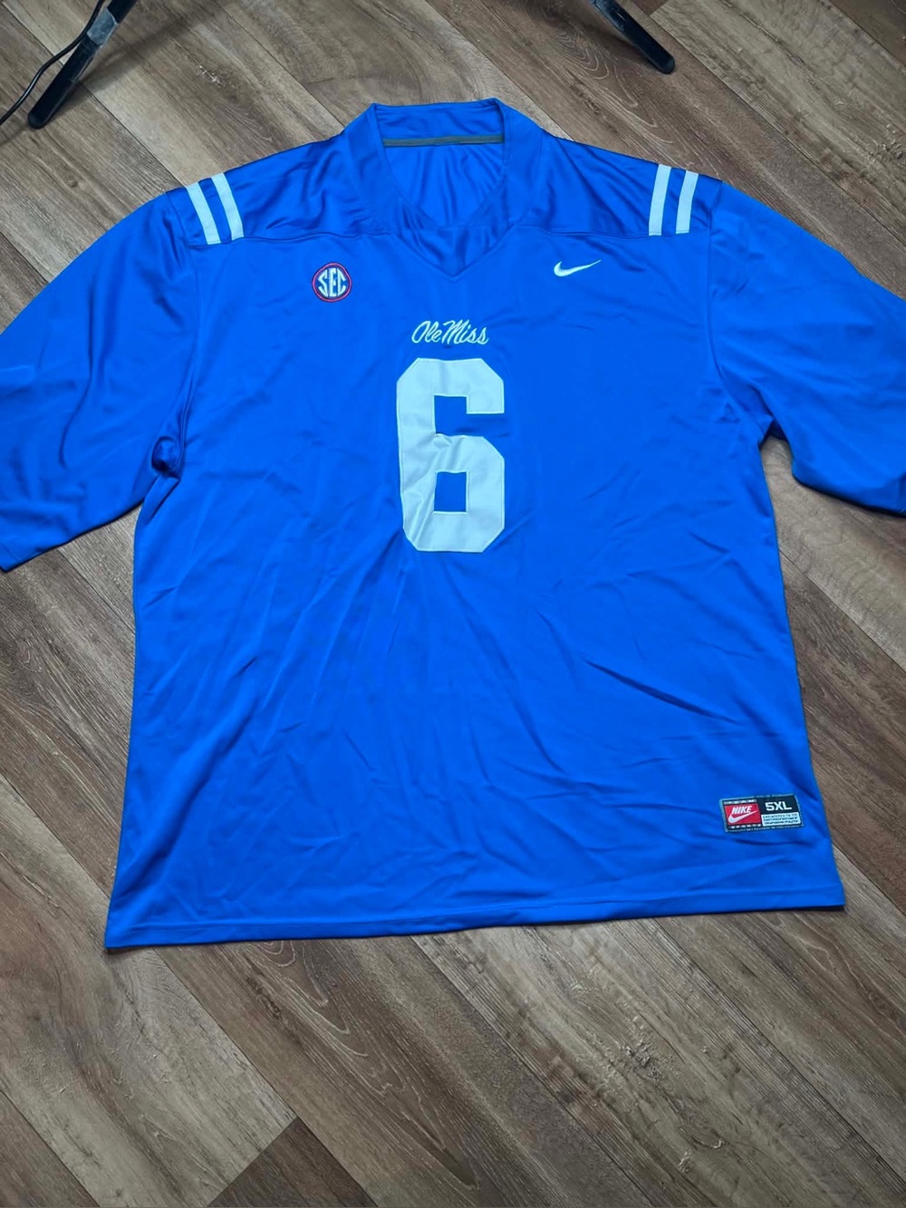 Zach Evans Signed Ole Miss College Light Blue Football Jersey 5X